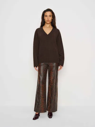 Reformation Jadey Cashmere Oversized V-neck Sweater In Brown