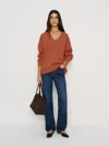Reformation Jadey Cashmere Oversized V-neck Sweater In Brown