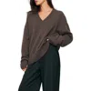 Reformation Jadey Oversized V-neck Sweater In Dachshund