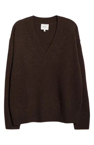 Reformation Jadey Oversize V-neck Cashmere & Wool Sweater In Brown