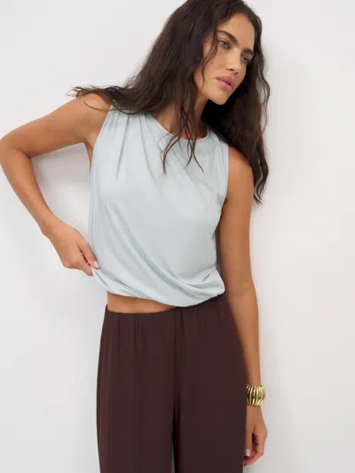 Reformation Jaine Knit Top Soft Blue Xl In Yellow