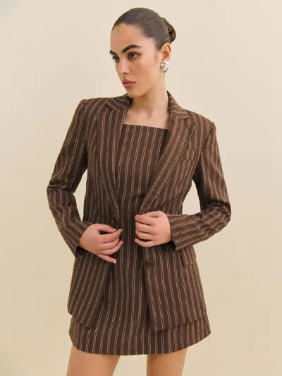Reformation James Linen Blazer In Boardwalk Stripe