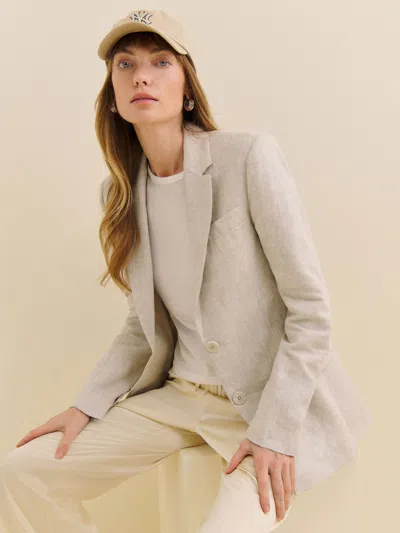 Reformation James Linen Blazer In Oatmeal