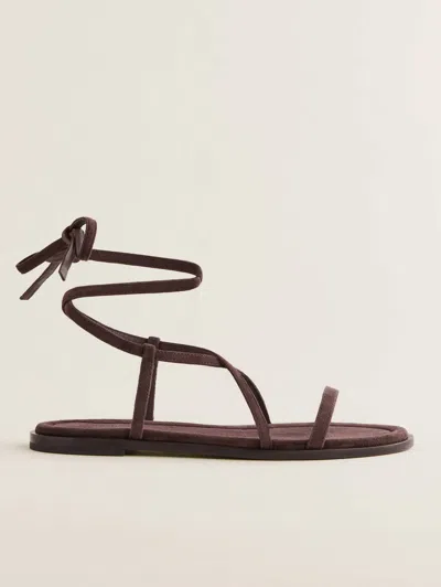 Reformation Jamie Flat Sandal In Espresso Suede