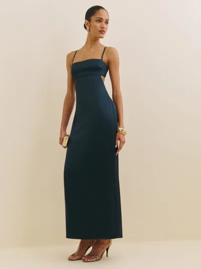 Reformation Jane Satin Dress In Bleu