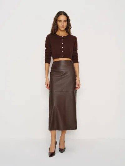 Reformation Janie Cashmere Crew Cardigan In Brown