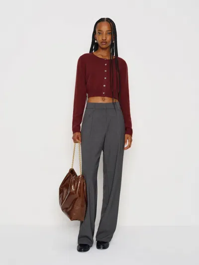Reformation Janie Cashmere Crew Cardigan In Burgundy