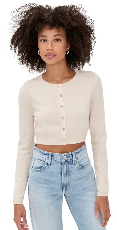 Reformation Janie Cashmere Crew Cardigan Cream In White
