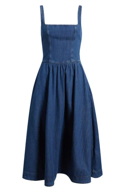 Reformation Janu Denim Midi Dress In Blue