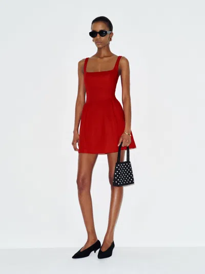 Reformation Janu Linen Mini Dress Red 12