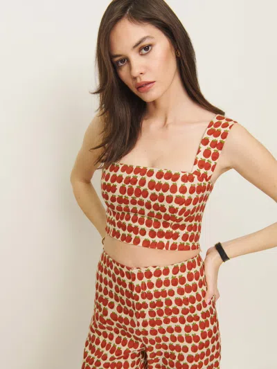 Reformation Jasmine Linen Top In Fresh Tomato
