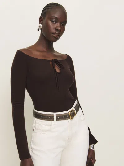 Reformation Jasper Knit Top In Mole