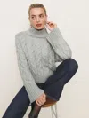 Reformation Jax Chunky Cable Knit Turtleneck In Icicle