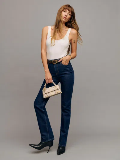 Reformation Jax Stretch High Rise Straight Jeans In Seneca