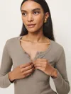 Reformation Jayden Long Sleeve Henley Tee In Taupe