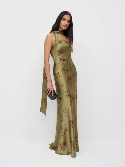Reformation Jazzlyn Silk Dress Green 12