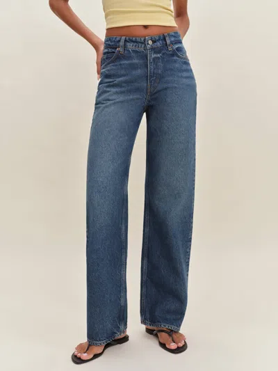 Reformation Jean Baggy À Taille En V Morley In Blue