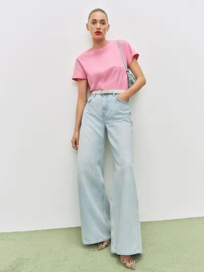 Reformation Eden Mid Rise Wide Leg Jeans In Bleu