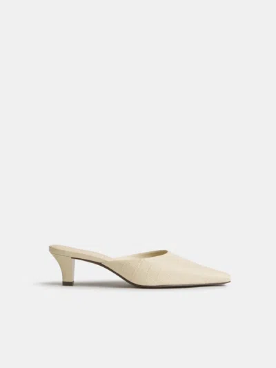 Reformation Jeanne Heeled Mule Ivory 10.5 In White