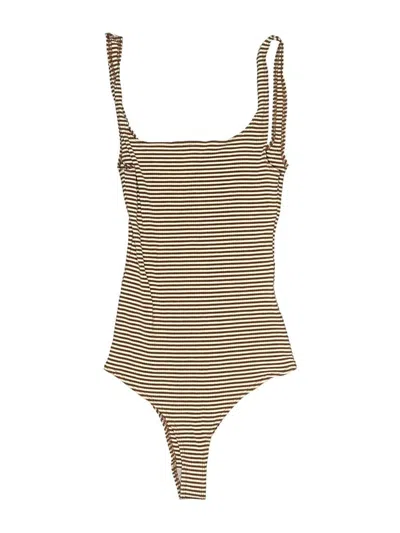 Pre-owned Reformation Jeans Bodysuit In Tan
