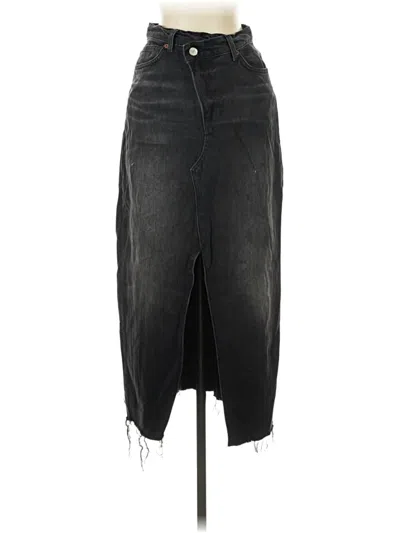 Pre-owned Reformation Jeans Denim Skirt In Black