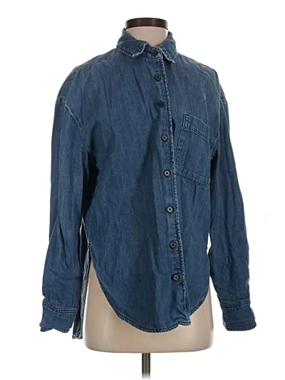 Pre-owned Reformation Jeans Long Sleeve Button Down Shirt In Blue