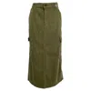 Reformation Jeans Midi Skirt In Olive Cotton Denim In Green