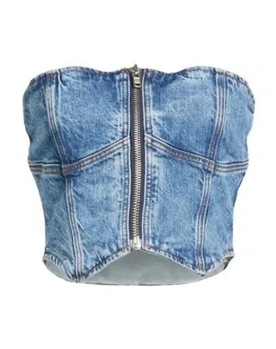 Reformation Jeans Woman Top Blue Size 6 Organic Cotton, Tencel, Lycra