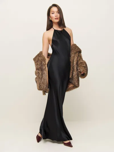 Reformation Jeany Silk Dress In Black