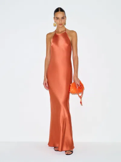 Reformation Jeany Silk Dress Orange Medium In Multi