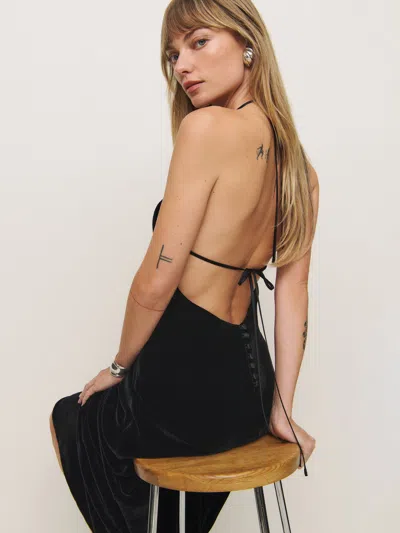 Reformation Jeany Velvet Dress In Black