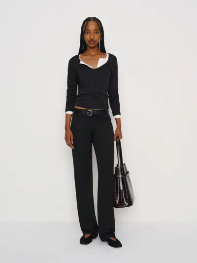 Reformation Jenna Long Sleeve Tee In Black