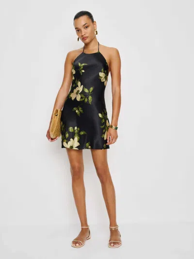 Reformation Jennis Silk Dress In Black