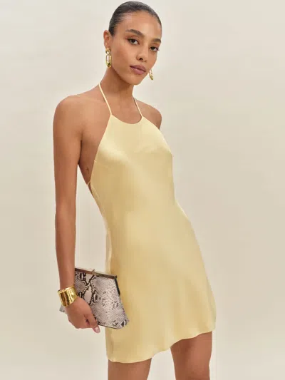 Reformation Jennis Silk Dress Yellow Small
