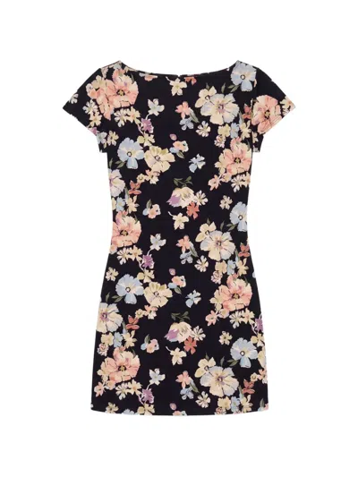 Reformation Jensen Floral-print Mini Dress In 블랙