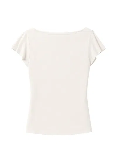 Reformation Jensen Flutter-sleeve Knit Top In Neutral