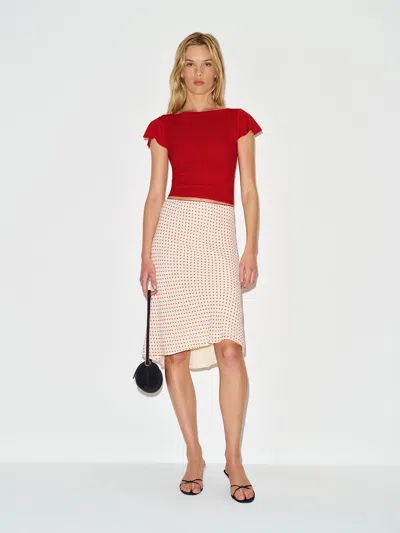 Reformation Jensen Knit Top Red Xs