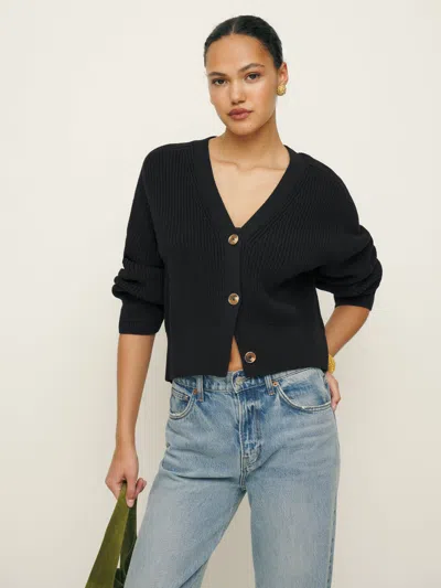 Reformation Jessa Cotton Cardigan In Black