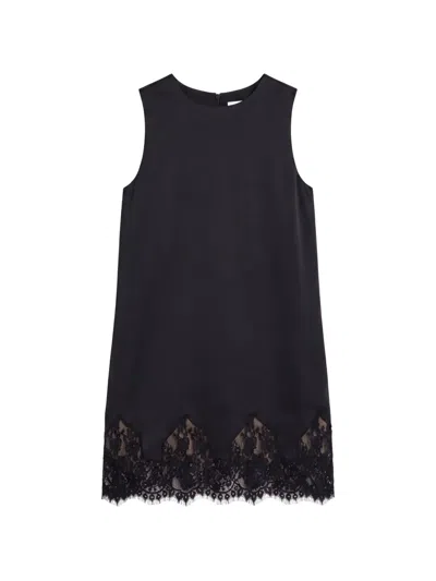 Reformation Jessalyn Lace-trim Mini Dress In 블랙