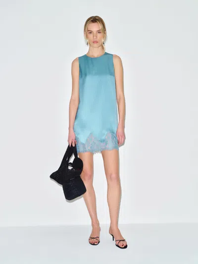 Reformation Jessalyn Silk Dress Blue Xs