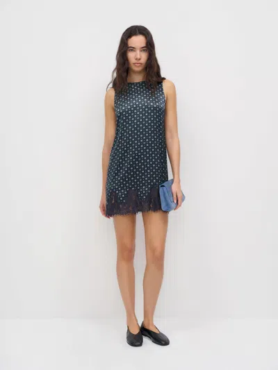 Reformation Jessalyn Silk Dress Blue Xs