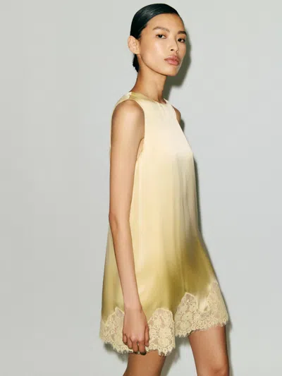 Reformation Jessalyn Silk Dress Yellow Small