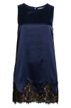 Reformation Jessalyn Sleeveless Lace Silk Minidress In Blue