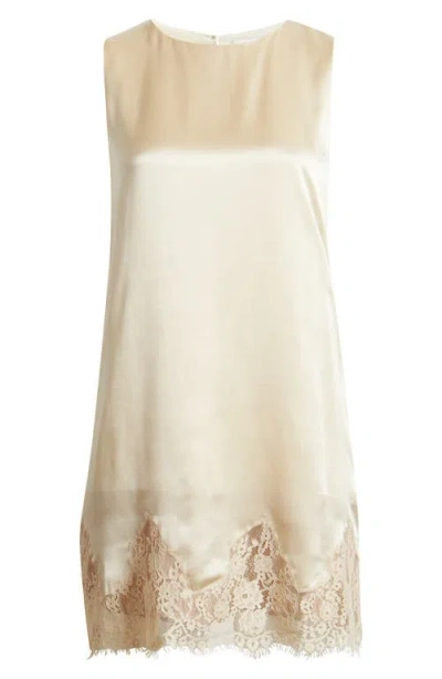 Reformation Jessalyn Sleeveless Lace Silk Minidress In Neutral