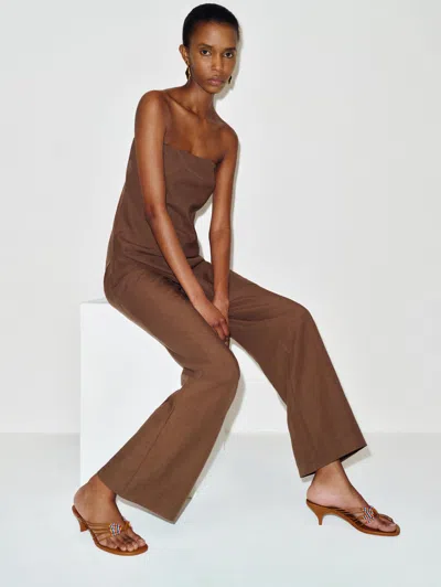 Reformation Jessica Beaded Thong Heels In Brown