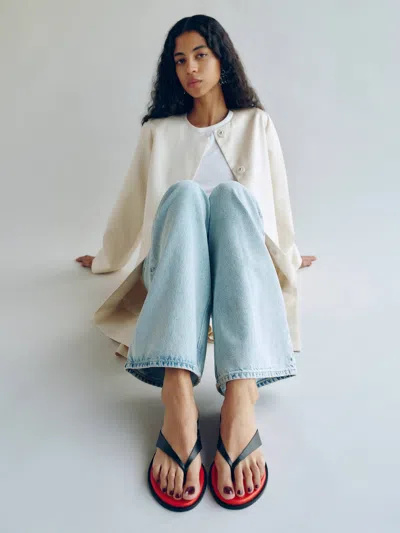 Reformation Jessie Thong Sandal Red 10.5 In White