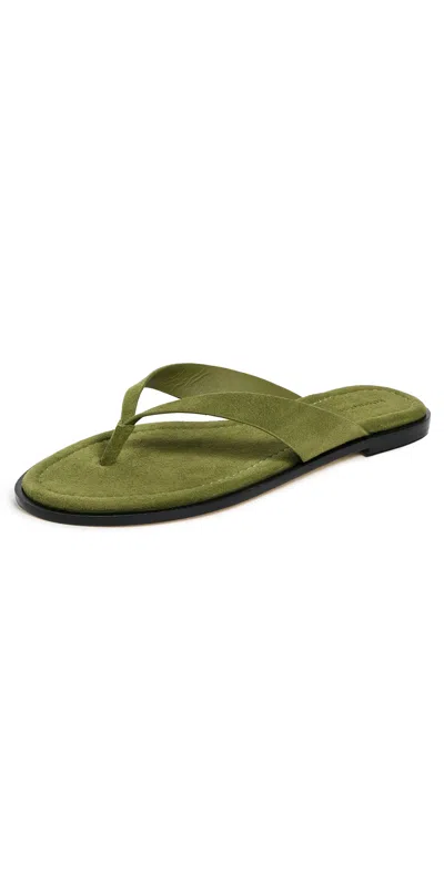 Reformation Jessie Thong Sandals Avocado Suede