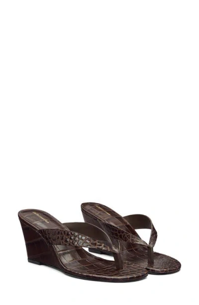 Reformation Jessie Wedge Thong Sandal In Burgundy