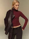 Reformation Jett Cashmere Turtleneck In Burgundy