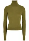 Reformation Jett Turtle-neck Cashmere Top In Green